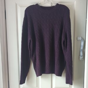 Men's Purple Cable Knit Sweater